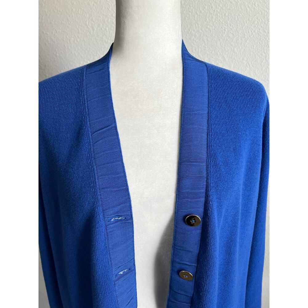 Gretchen Scott Grosgrain Heaven Royal Blue Cardigan Women's XL Classic Preppy - Picture 2 of 7